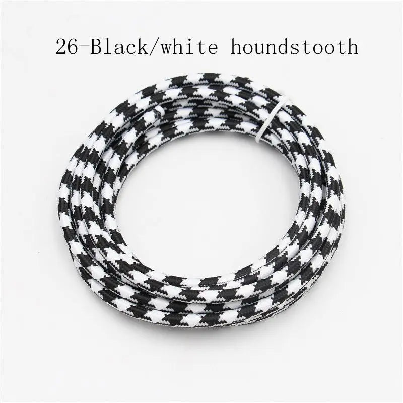 250V 2 Core 0.75mm2 Vintage Textile Cloth Covered Cable Fabric Braided Electrical Wire Flex Colour Cord