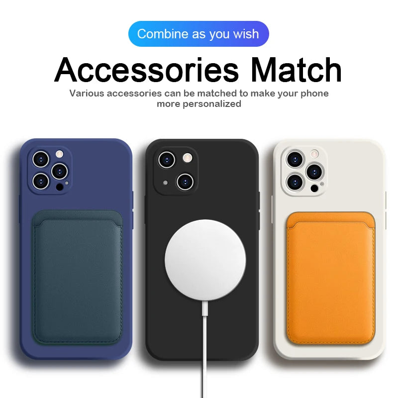 For Magsafe Magnetic Wireless Charging Case For iPhone 15 13 11 12 14 Pro MAX Mini 8 Plus XR XS Max X SE Liquid Silicone Cover