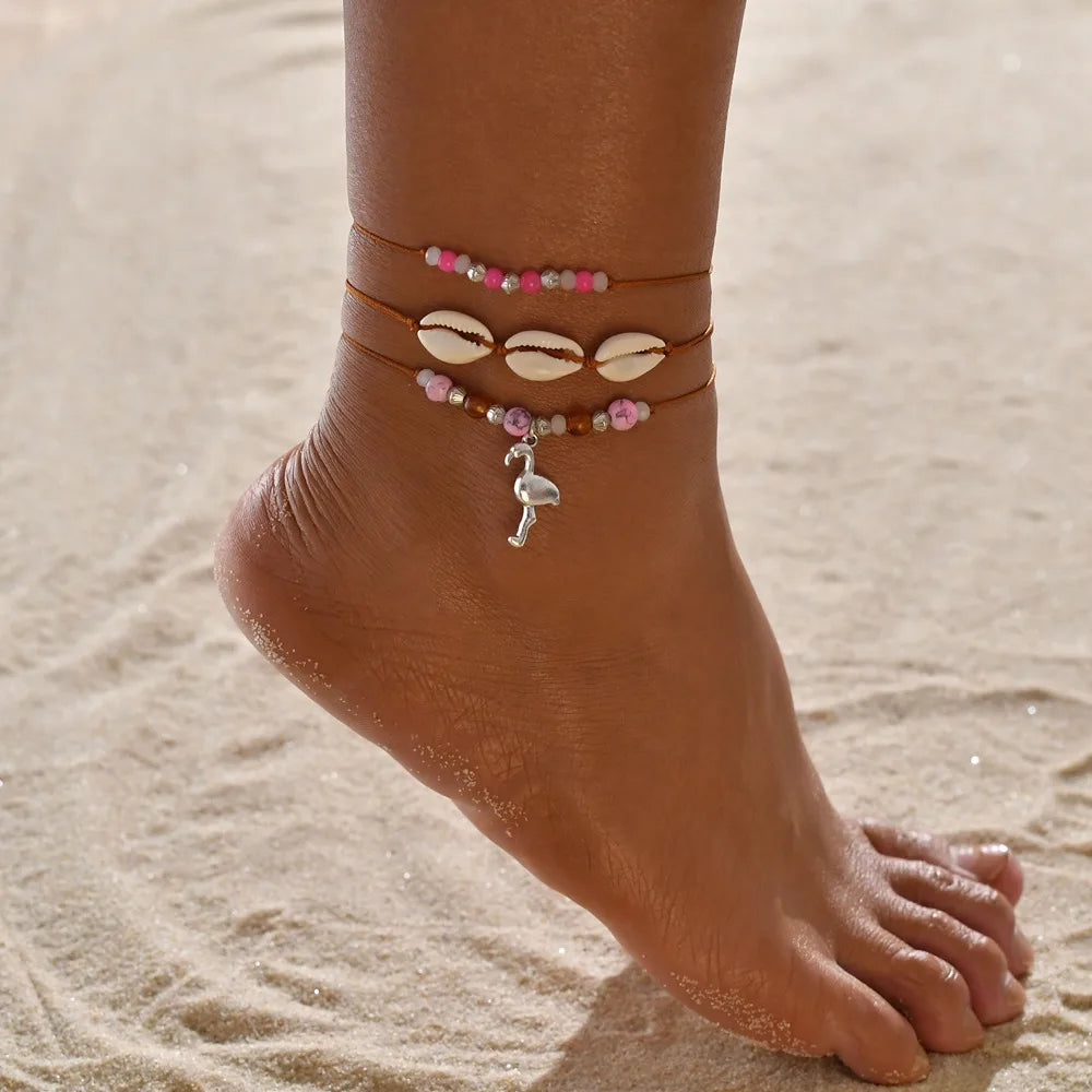 Bohemian Multilayer Shell Beads Anklets For Women Vintage Star starfish Ankle Bracelets on Leg Foot Chain Summer Beach Jewelry
