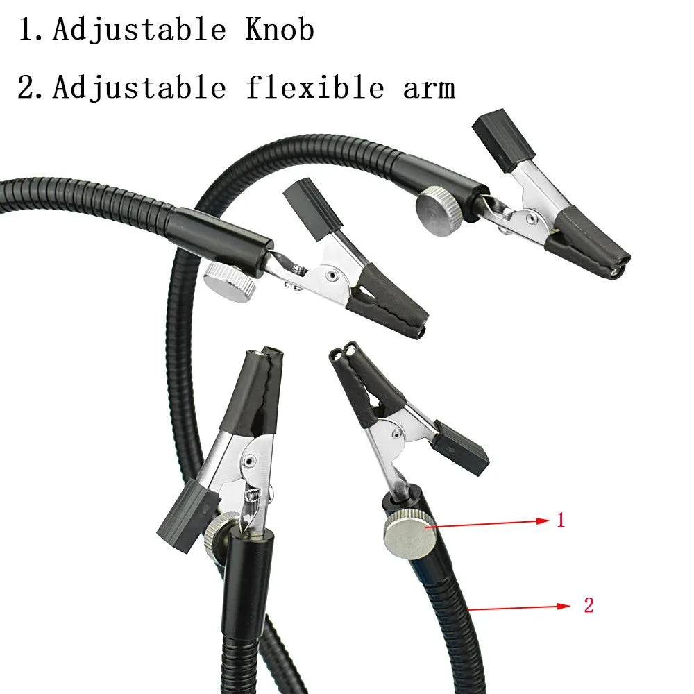 NEWACALOX PCB Fixture Clips Soldering Holder Third Hand Tool Magnetic Flexible Helping Hands with 3X LED Illuminated Magnifier