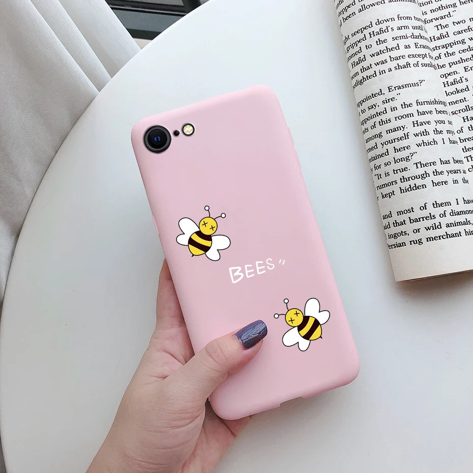 For iPhone SE 2022 Case For iPhone SE 3 SE3 2022 SE2022 Back Shockproof Cover Soft TPU Cute Cartoon Painted Silicone Phone Case