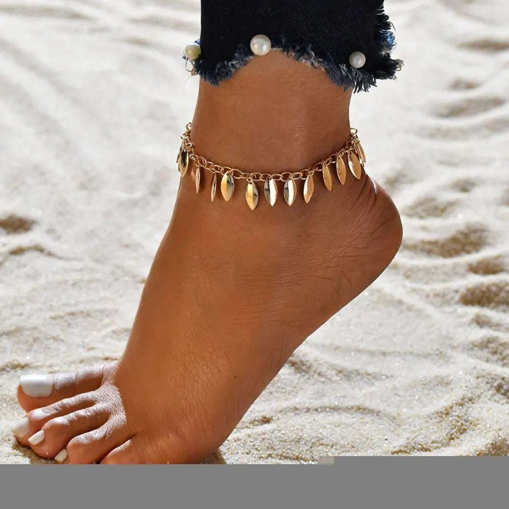 Bohemian Multilayer Shell Beads Anklets For Women Vintage Star starfish Ankle Bracelets on Leg Foot Chain Summer Beach Jewelry