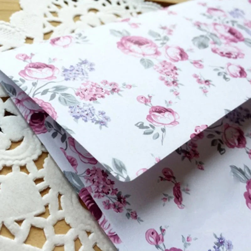 10pcs Rose envelope Pastoral style Paper DIY Stationery Decorative writing envelopes gift bag 17.5*12.5cm