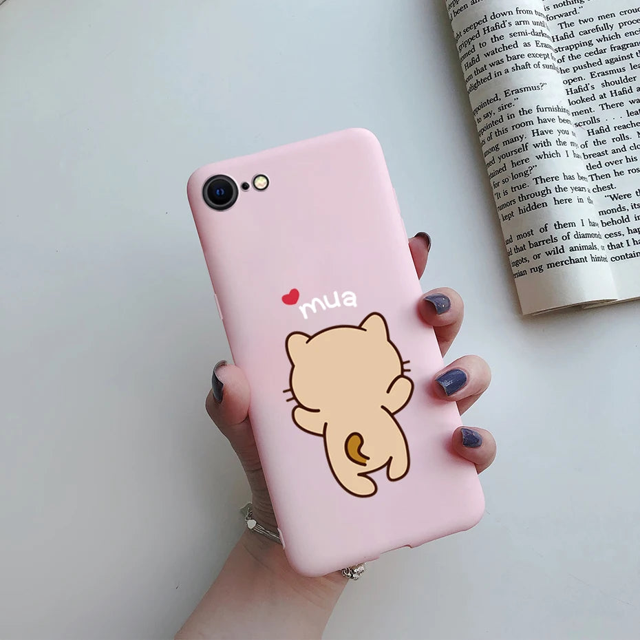 For iPhone SE 2022 Case For iPhone SE 3 SE3 2022 SE2022 Back Shockproof Cover Soft TPU Cute Cartoon Painted Silicone Phone Case