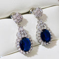 Huitan Newly-designed Women's Dangle Earrings Luxury Blue/White Cubic Zirconia Temperament Ear Accessories High Quality Jewelry