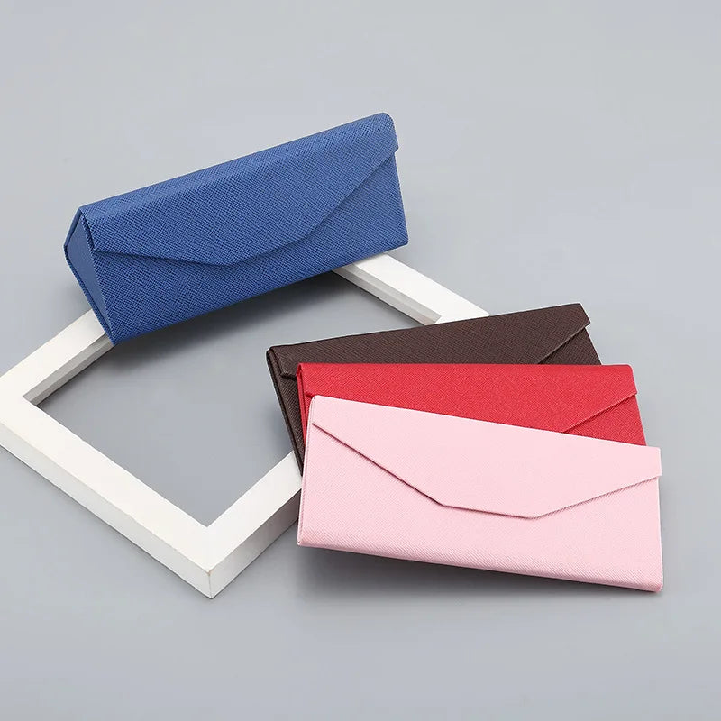 Cross Pattern Sunglasses Case Sunglasses Case PU Portable Compression Resistant Trend Foldable Unisex Pure Color Glasses Case