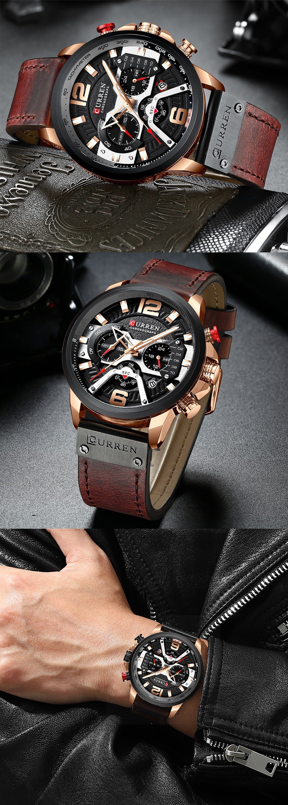Casual Sport Watches for Men Top Brand Luxury Military Leather Wrist Watch Man Clock Fashion Chronograph Wristwatch relógio