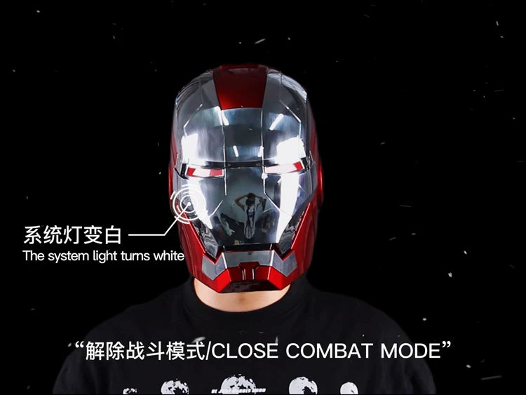 New Auto King 1:1 Red Helmet Cosplay Voice Control Eyes with Light Matte Black Golden Model Toys Wearable Adult Christmas Gift