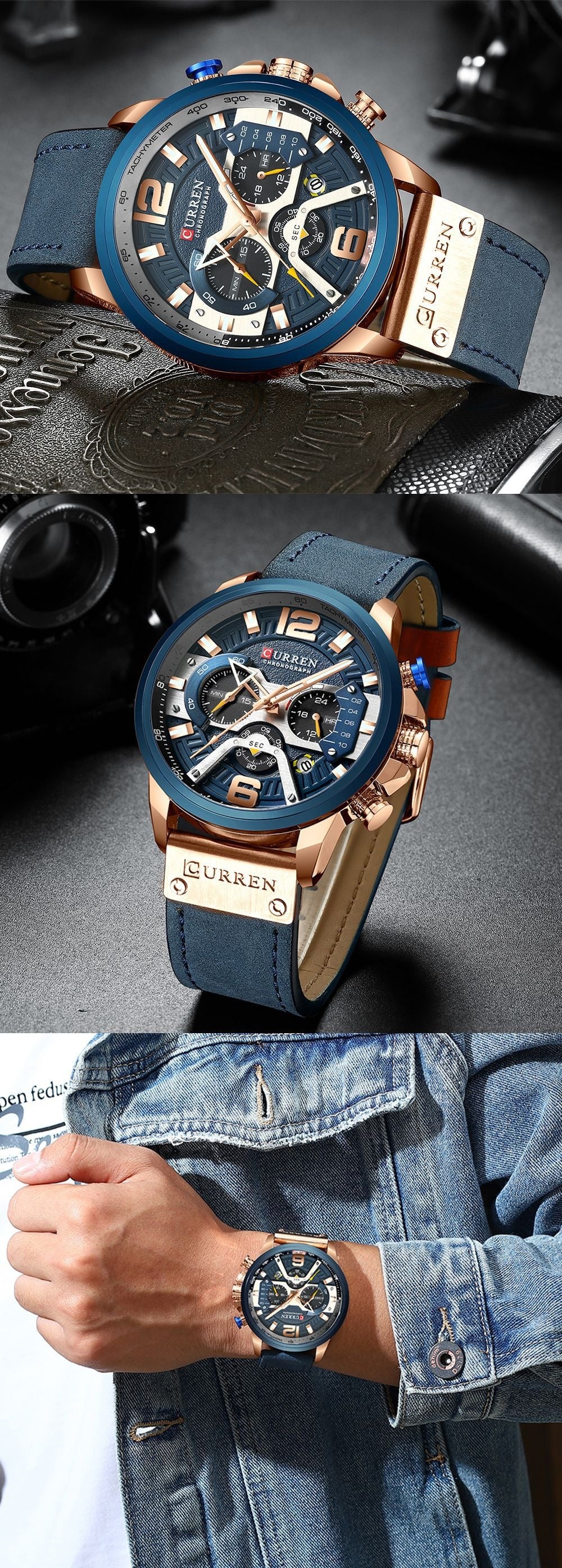 Casual Sport Watches for Men Top Brand Luxury Military Leather Wrist Watch Man Clock Fashion Chronograph Wristwatch relógio
