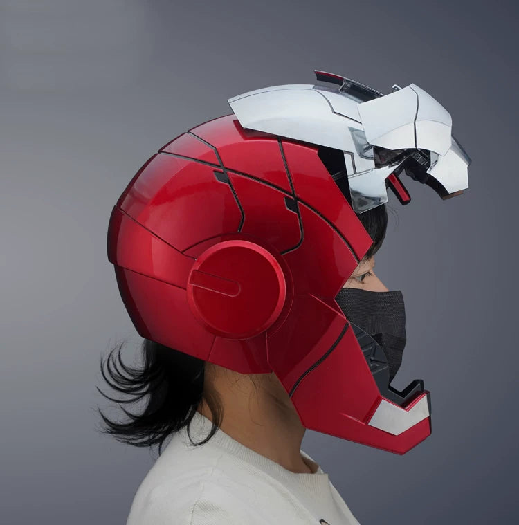 New Auto King 1:1 Red Helmet Cosplay Voice Control Eyes with Light Matte Black Golden Model Toys Wearable Adult Christmas Gift