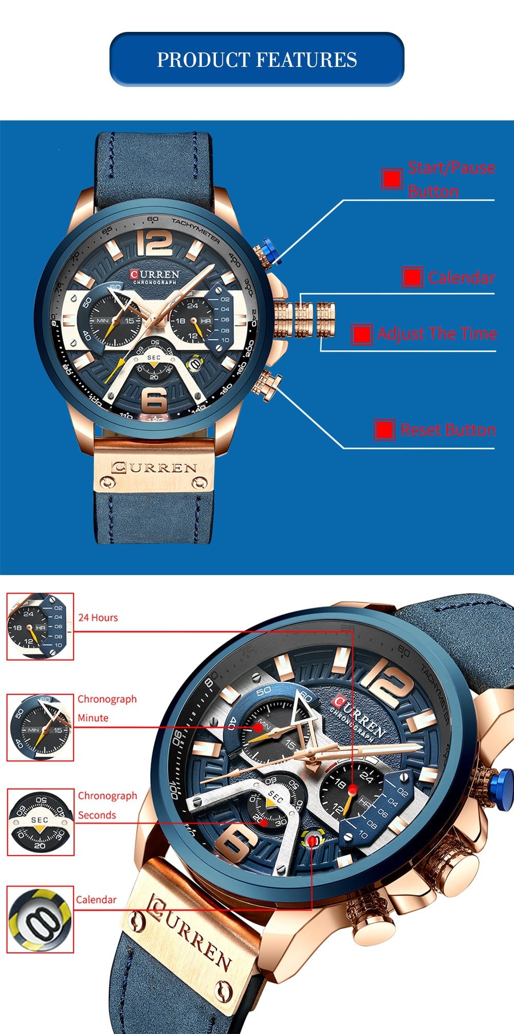 Casual Sport Watches for Men Top Brand Luxury Military Leather Wrist Watch Man Clock Fashion Chronograph Wristwatch relógio