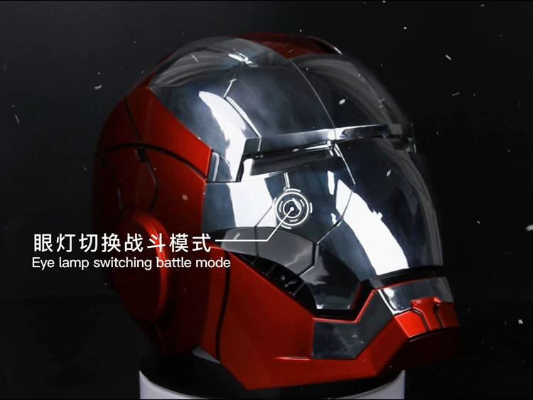 New Auto King 1:1 Red Helmet Cosplay Voice Control Eyes with Light Matte Black Golden Model Toys Wearable Adult Christmas Gift