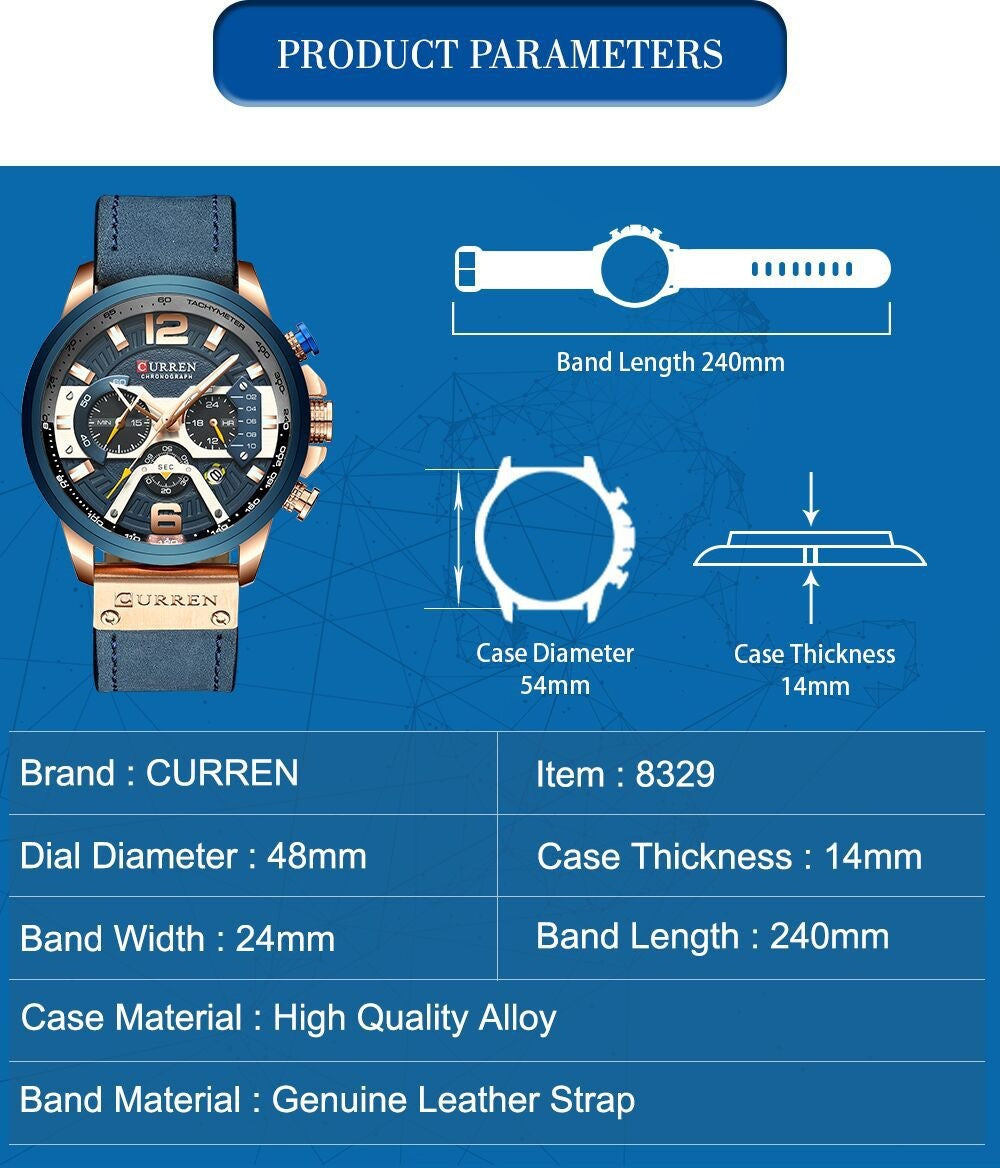 Casual Sport Watches for Men Top Brand Luxury Military Leather Wrist Watch Man Clock Fashion Chronograph Wristwatch relógio