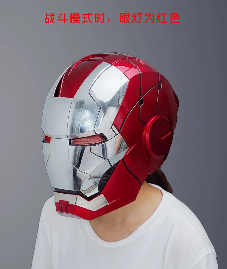 New Auto King 1:1 Red Helmet Cosplay Voice Control Eyes with Light Matte Black Golden Model Toys Wearable Adult Christmas Gift