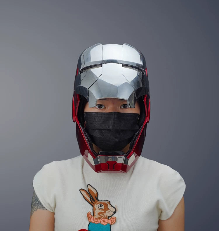 New Auto King 1:1 Red Helmet Cosplay Voice Control Eyes with Light Matte Black Golden Model Toys Wearable Adult Christmas Gift