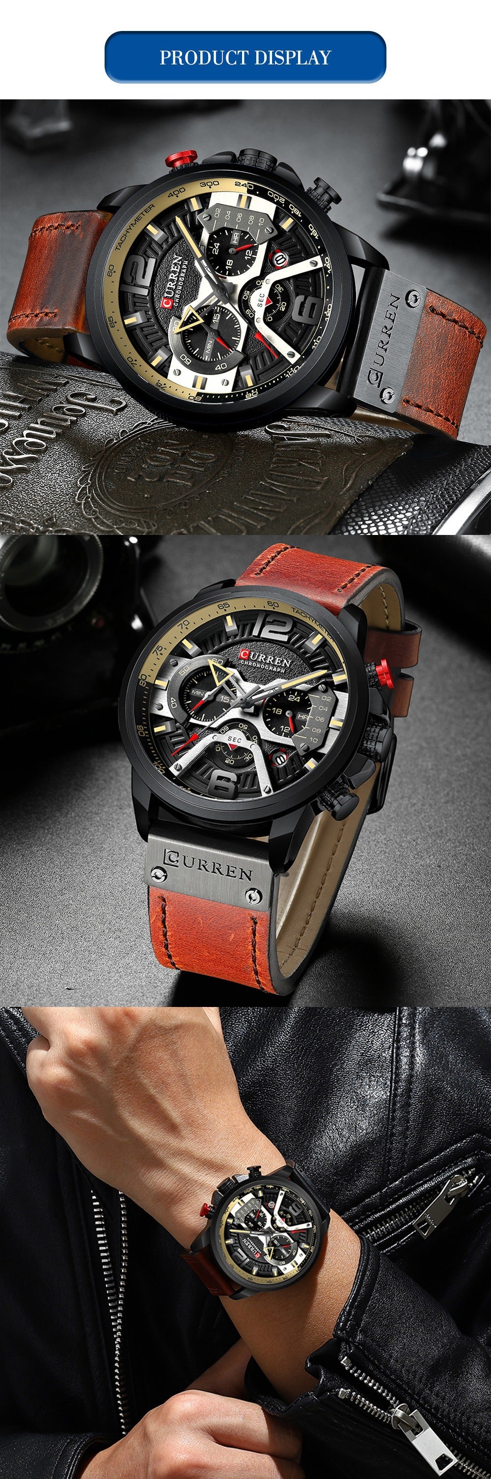 Casual Sport Watches for Men Top Brand Luxury Military Leather Wrist Watch Man Clock Fashion Chronograph Wristwatch relógio