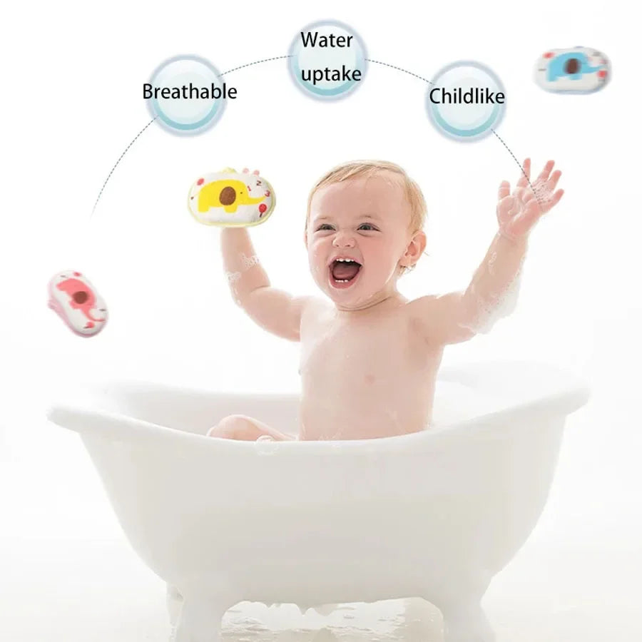 Baby Bath Sponge Kids Shower Rub Strong Water Absorption Soft Cleaning Brush Cute Cartoon Elephant Towel Material Cotton