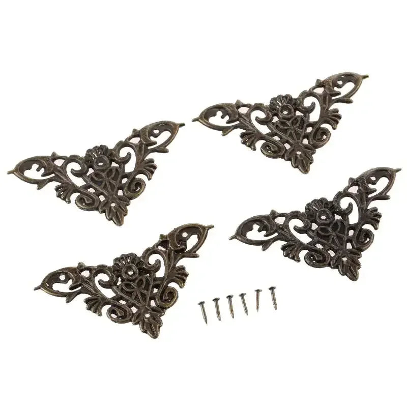 12pcs Antique Corner Protectors Vintage Box Corners Metal Edge Guards with Screws for Desk Furniture Book Album Craft Decoration