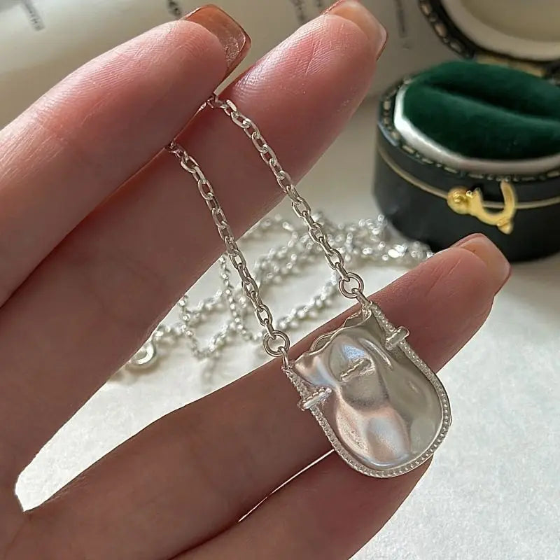 925 Silver Necklace Punk Wealth Good Wish Matte Ball Bread OT Clasp Stackable for Women Girl Jewelry Gift Dropshipping Wholesale