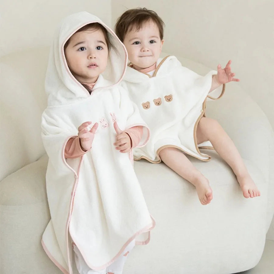 Baby Bath Towel Hooded Soft Coral Velvet Child Bathrobe Cute Cartoon Animal Warm Toddler Sleeping Swaddle Wrap Towel Blanket