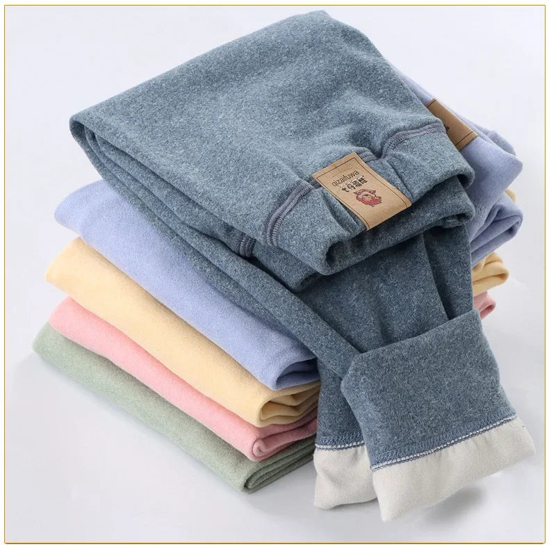 Big Size Children's Fleece Warm Render Pants For Boys Girls Winter Velvet Leggings Kids Baby Base Pants Thickened Long Johns