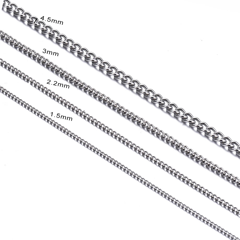 1Pc Stainless Steel Basic Link chain necklace 1.5/2/3/4.5mm necklace chain for DIY pendant necklace jewelry making