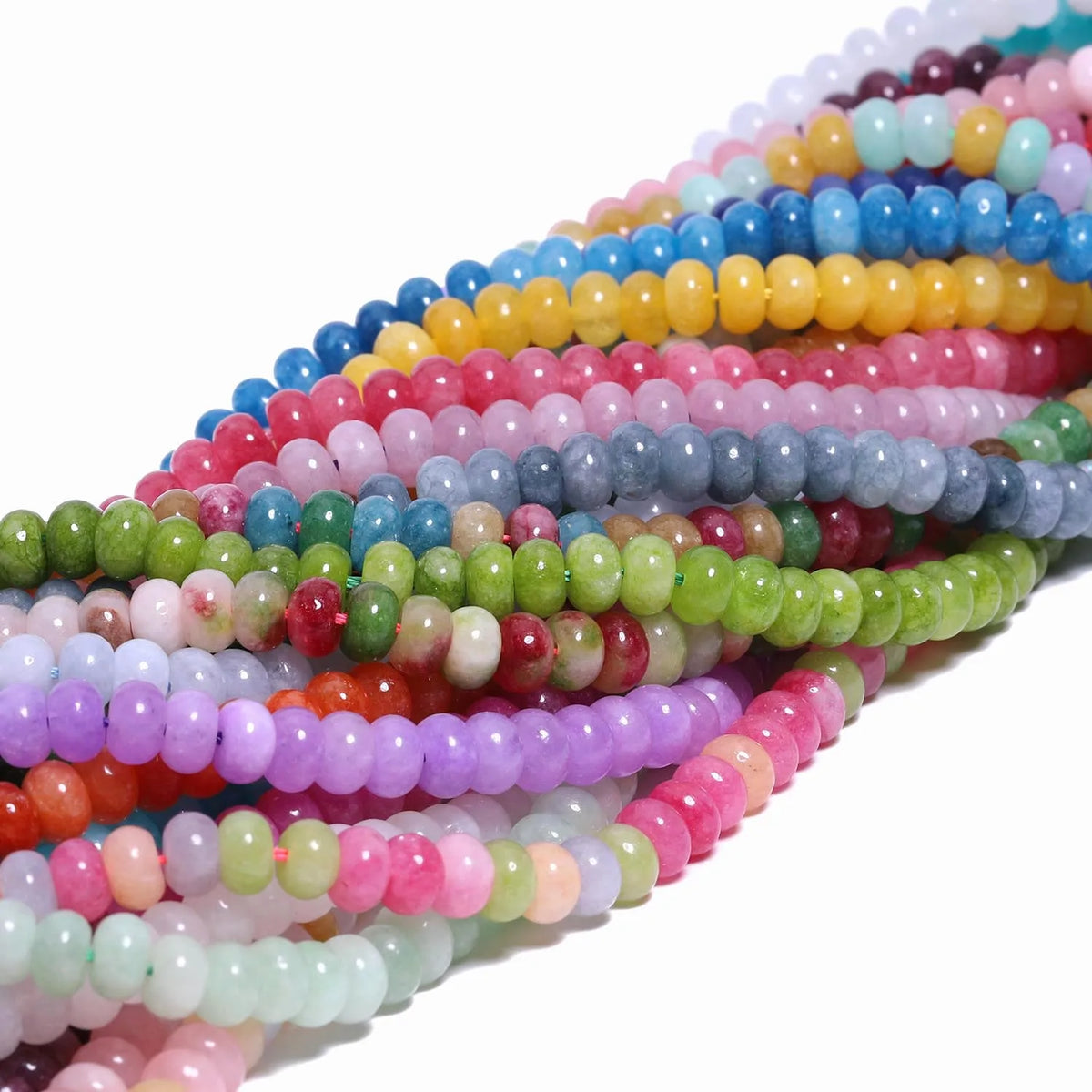 4x6mm Abacus Shape Jade Stone Beads Multicolor Mixed Spacer Beads for Jewelry Making Handmade DIY Bracelet Necklace Pendant