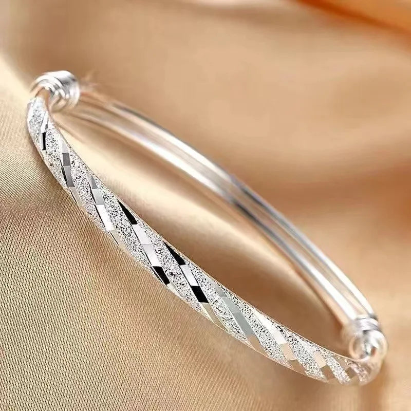 925 Silver Bracelet For Women men Fashion Wedding Party Cute Lady Handmade weaving Jewelry adjustable Grinding sand