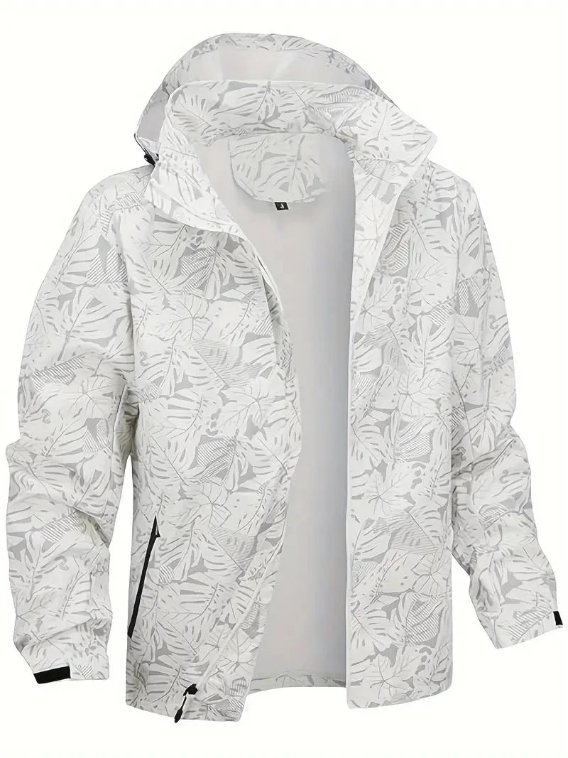 Men's Casual Lightweight Waterproof Windbreaker Jacket, Full Zip Up Hooded Shell Outdoor Hiking Coat For Autumn Size