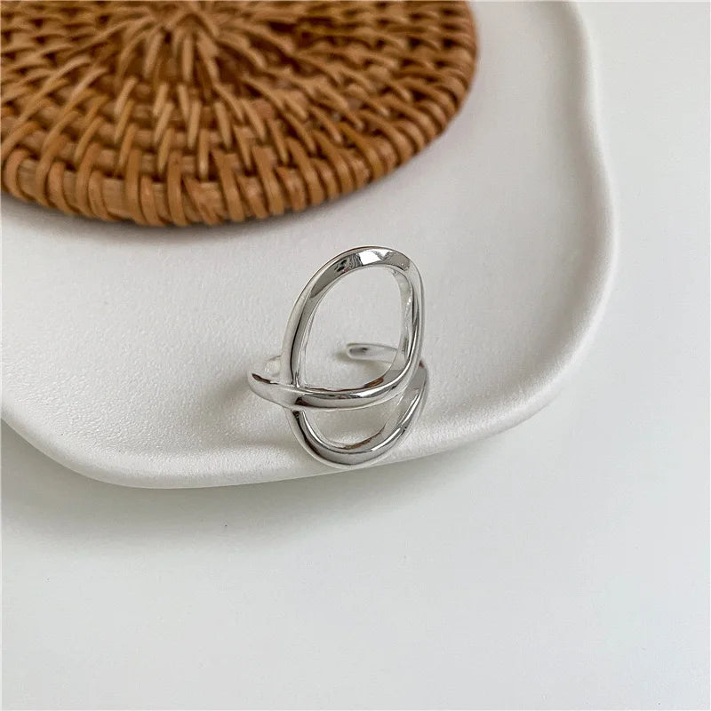 BF CLUB 925 Sterling Rings for Women Fashion Geometric Handmade Irregular FInterware LInes Ring Party Christmas Gift