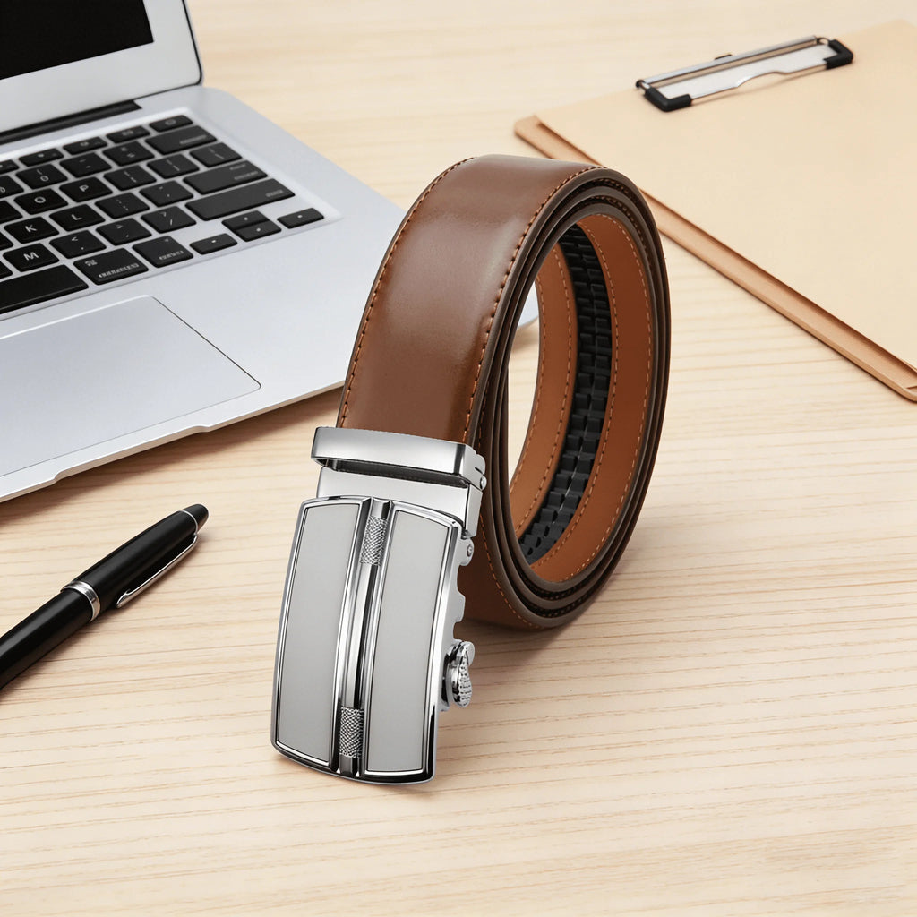 Men's Automatic Genuine Leather Luxury Belt Metal Automatic Buckle Male Waistband Designer High Quality Black Brown Waist Belts