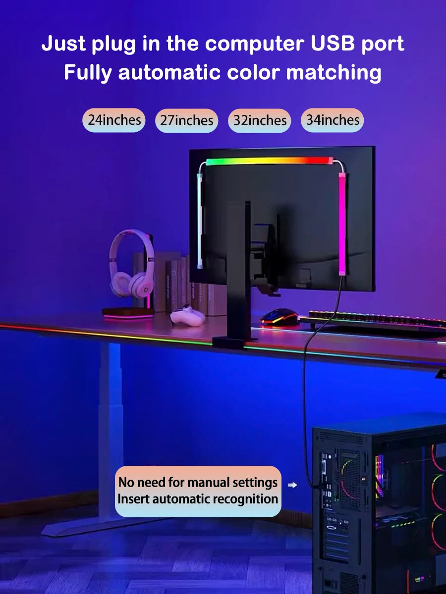 Smart Gaming LED Strip Lights Computer Sync Light Strip Monitor RGB Screen LED Backlight For Gaming Room Atmosphere Decor
