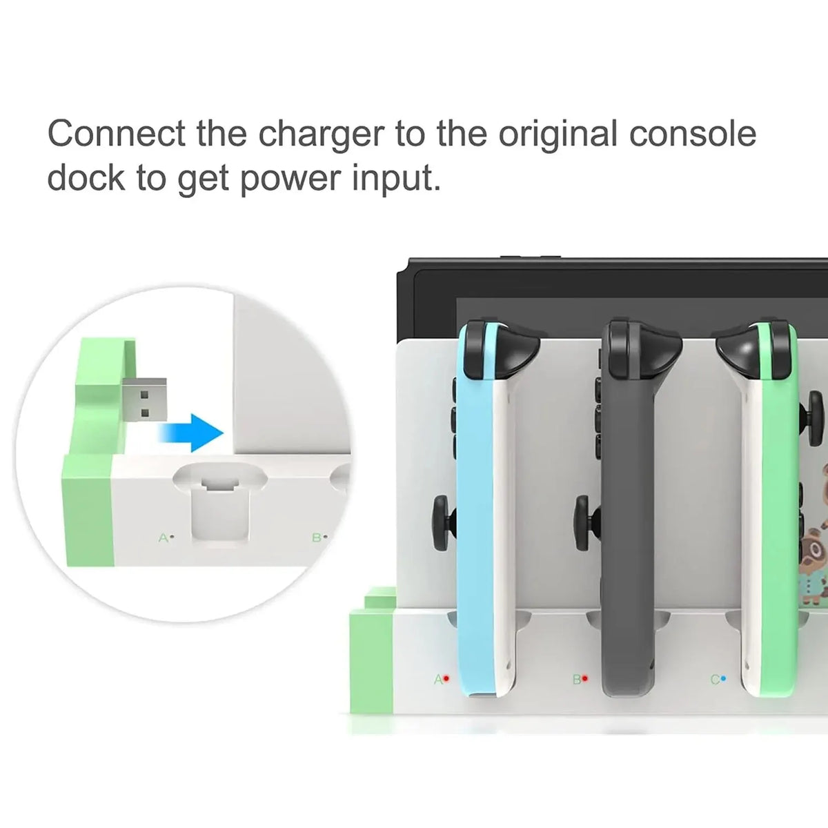 IPEGA PG-9186 Joycon Charging Dock Station for Switch&OLED - Charges Up To 4 Controllers, Compatible with Switch and OLED Model