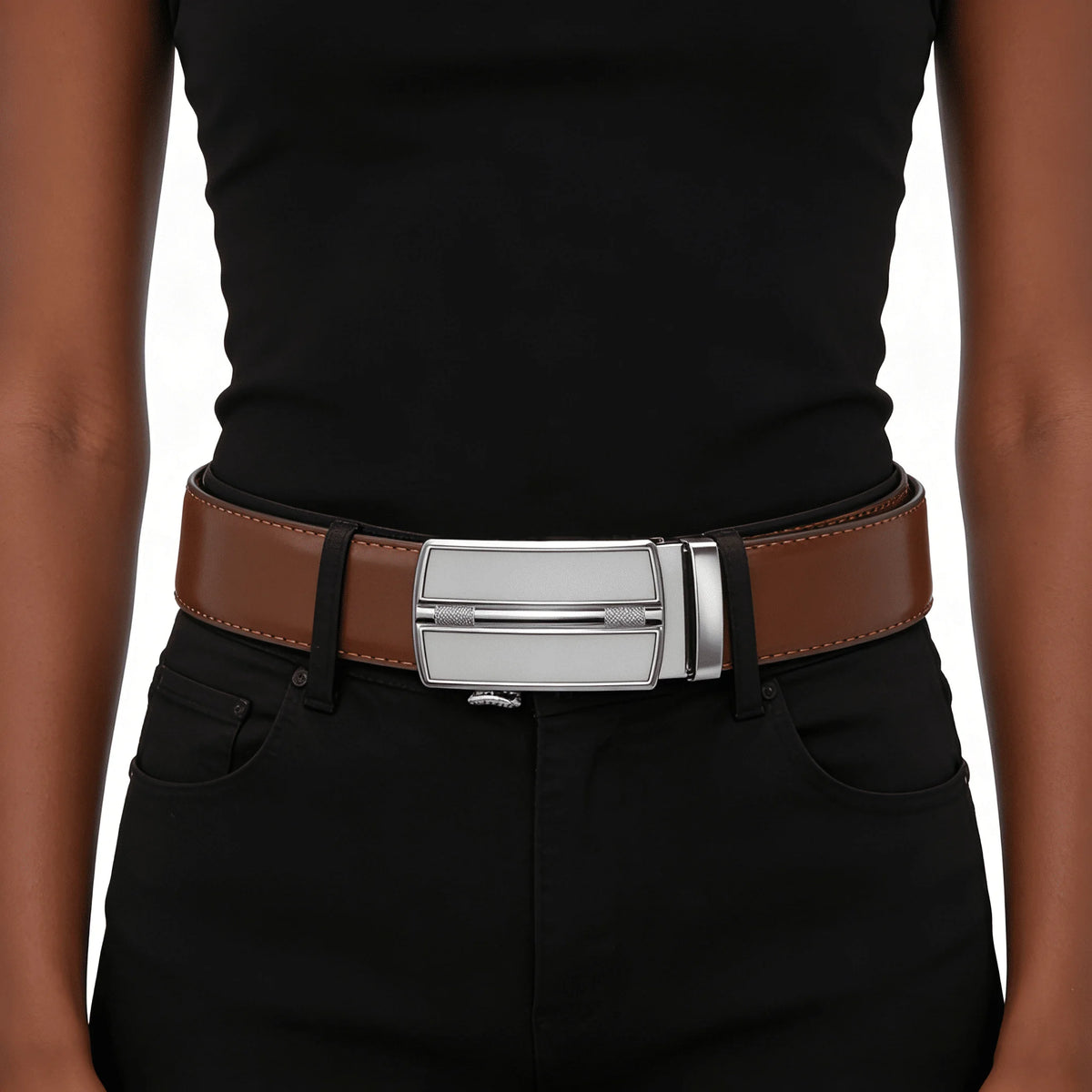 Men's Automatic Genuine Leather Luxury Belt Metal Automatic Buckle Male Waistband Designer High Quality Black Brown Waist Belts