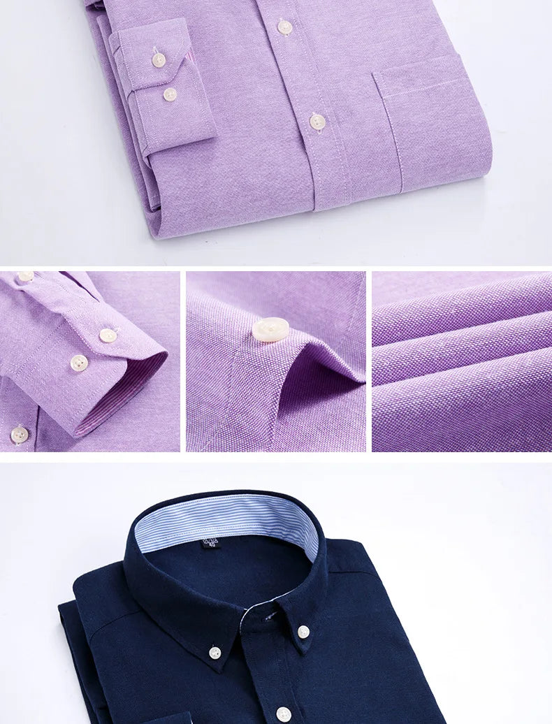 Men's Long Sleeve Shirt Spring Summer Autumn Winter Oxford Woven Slim Free Ironing Comfortable Soft Casual Fashion Simple Work
