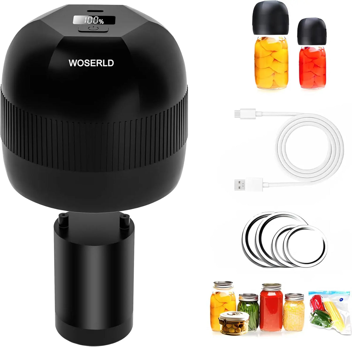 Kitchen Min Mason Jar Vacuum Sealer Kit Pump Machine Electric Automatic Jar Sealer Set for Food Preservation with Mason Jar Lids