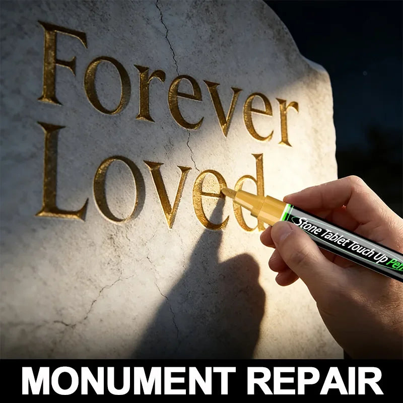 1PCS Professional Gold Tombstone Repair Pen 3mm Waterproof Metallic Inscription Marker Large Capacity Grave Stone Restoration