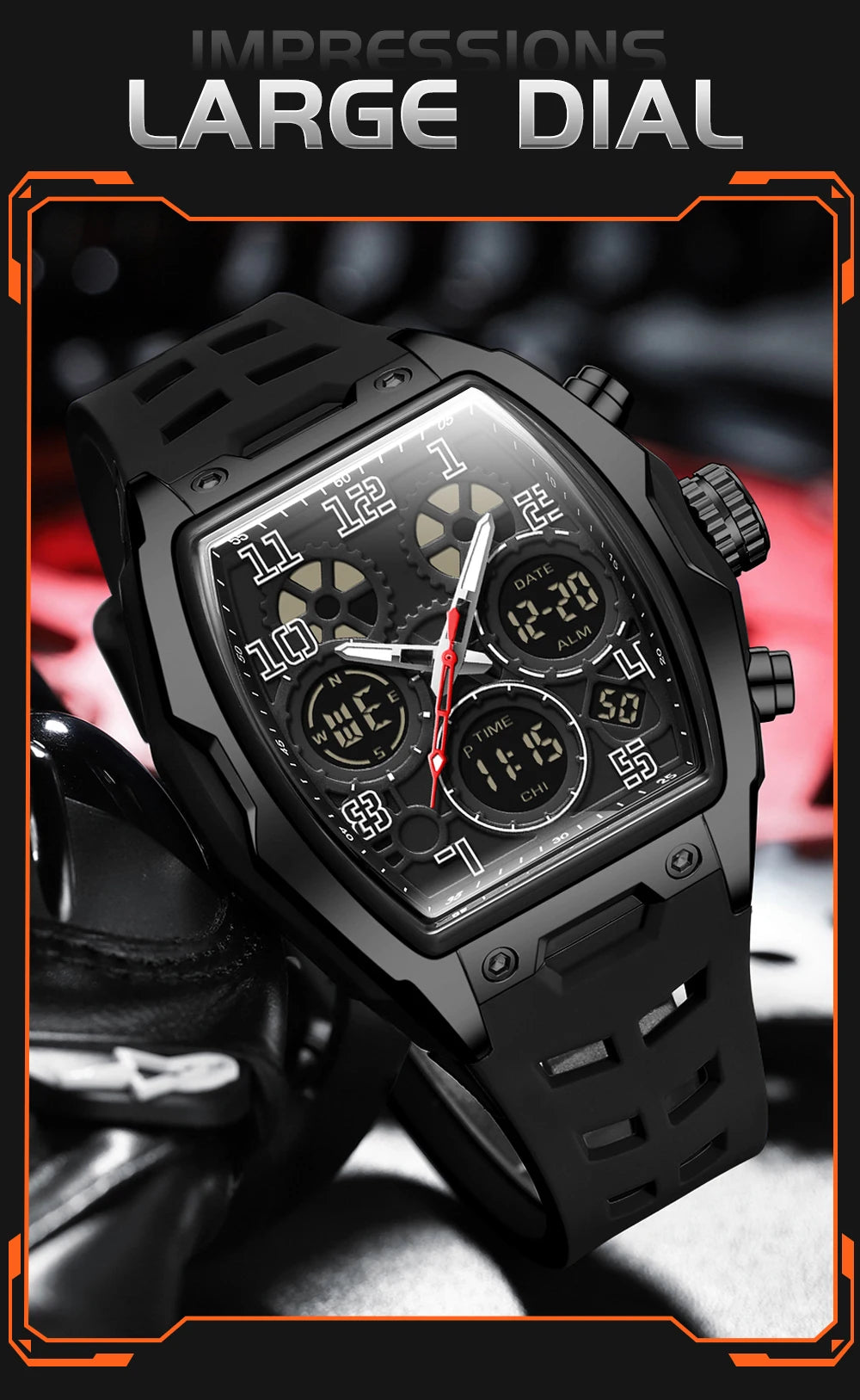SANDA Fashion Men's Sports Electronic Watch Multi functional Date Countdown Waterproof LED Night Light Men's Electronic Watch