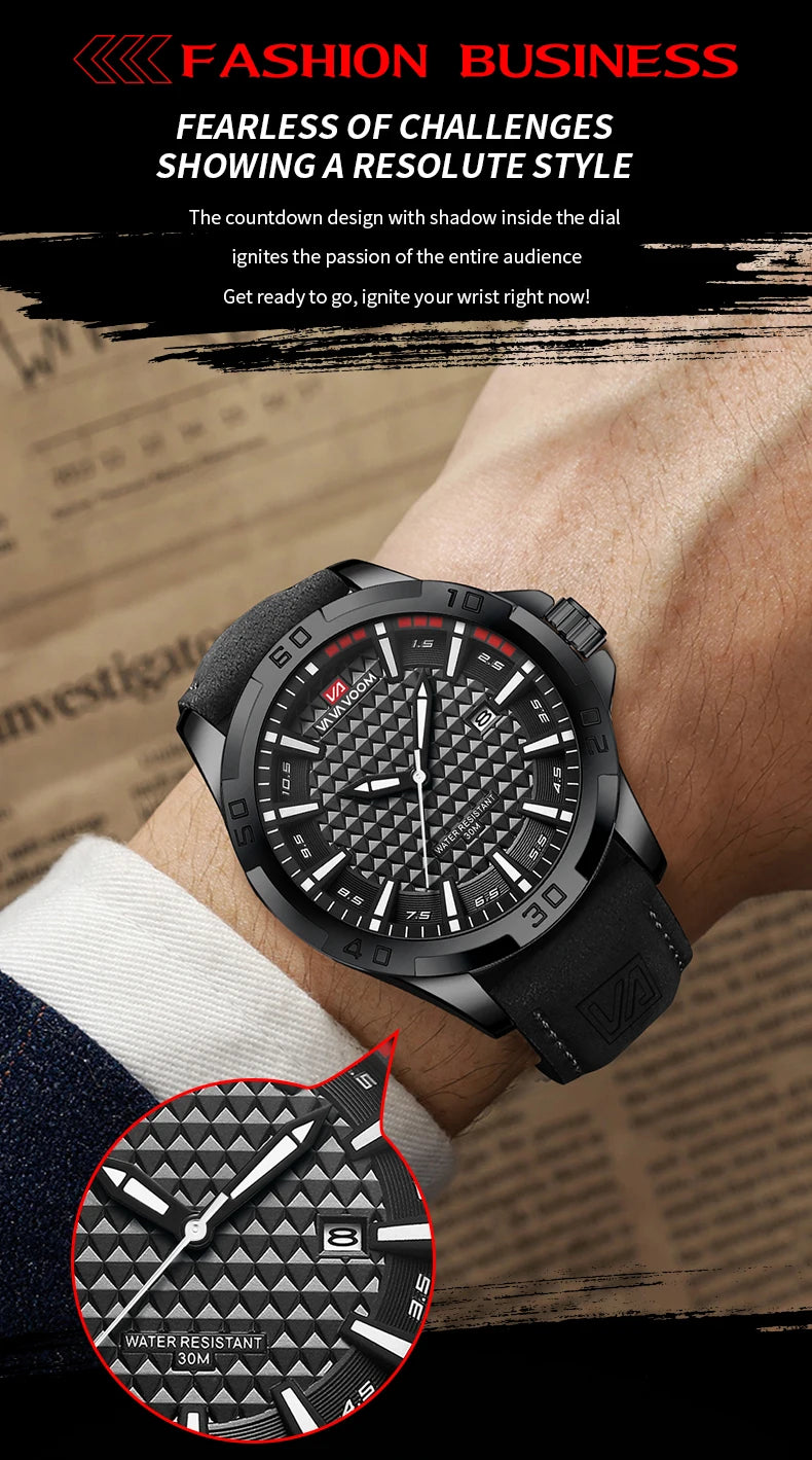 Stainless Steel Men Quartz Watch Business Fashion 45mm Calendar Clock Silver Sports 3Bar Waterproof Gift Wristatch for Men Reloj