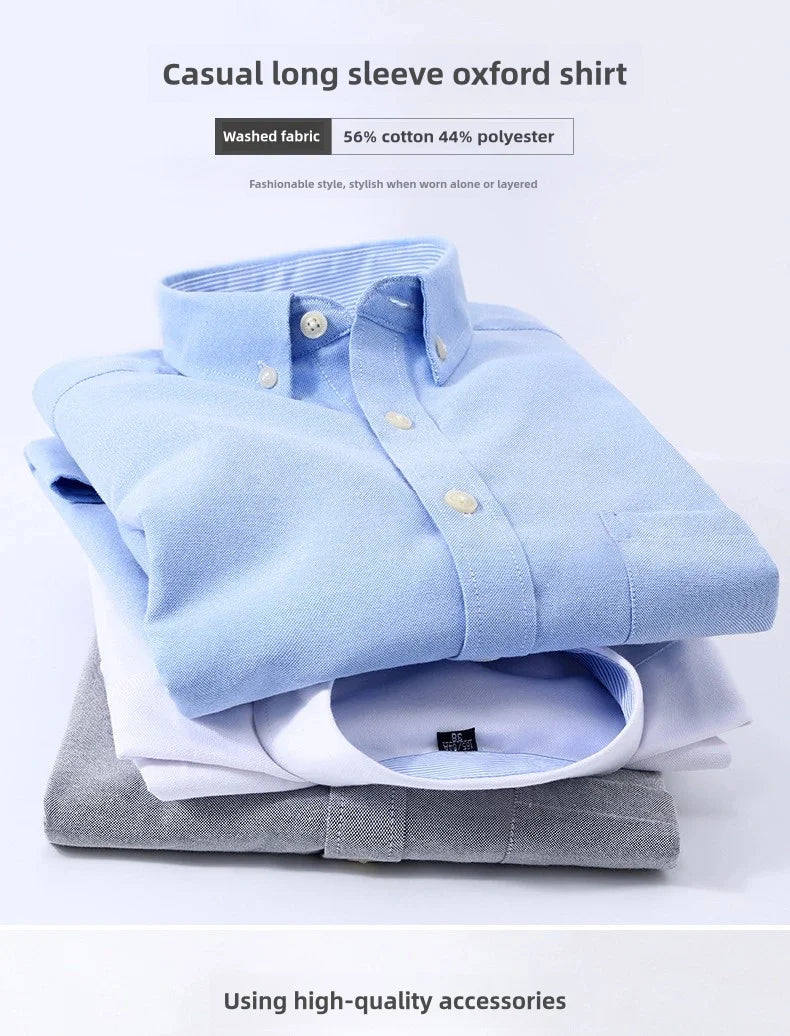 Men's Long Sleeve Shirt Spring Summer Autumn Winter Oxford Woven Slim Free Ironing Comfortable Soft Casual Fashion Simple Work