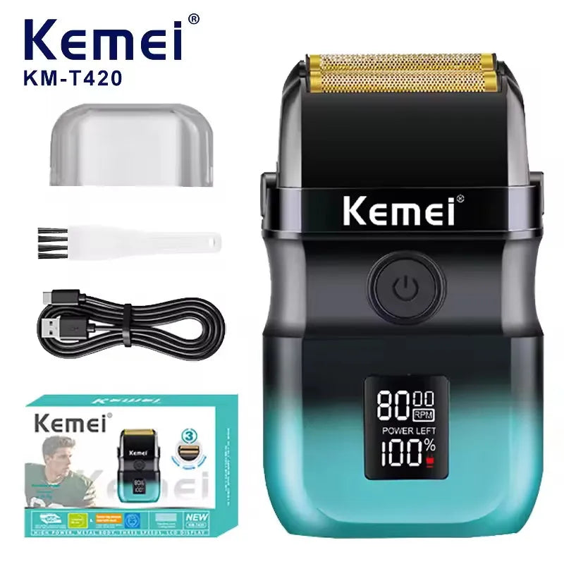 Kemei KM-T420 Electric Beard Shaver LED Digital Display Screen Reciprocating Shaver Electric Men's Shaver