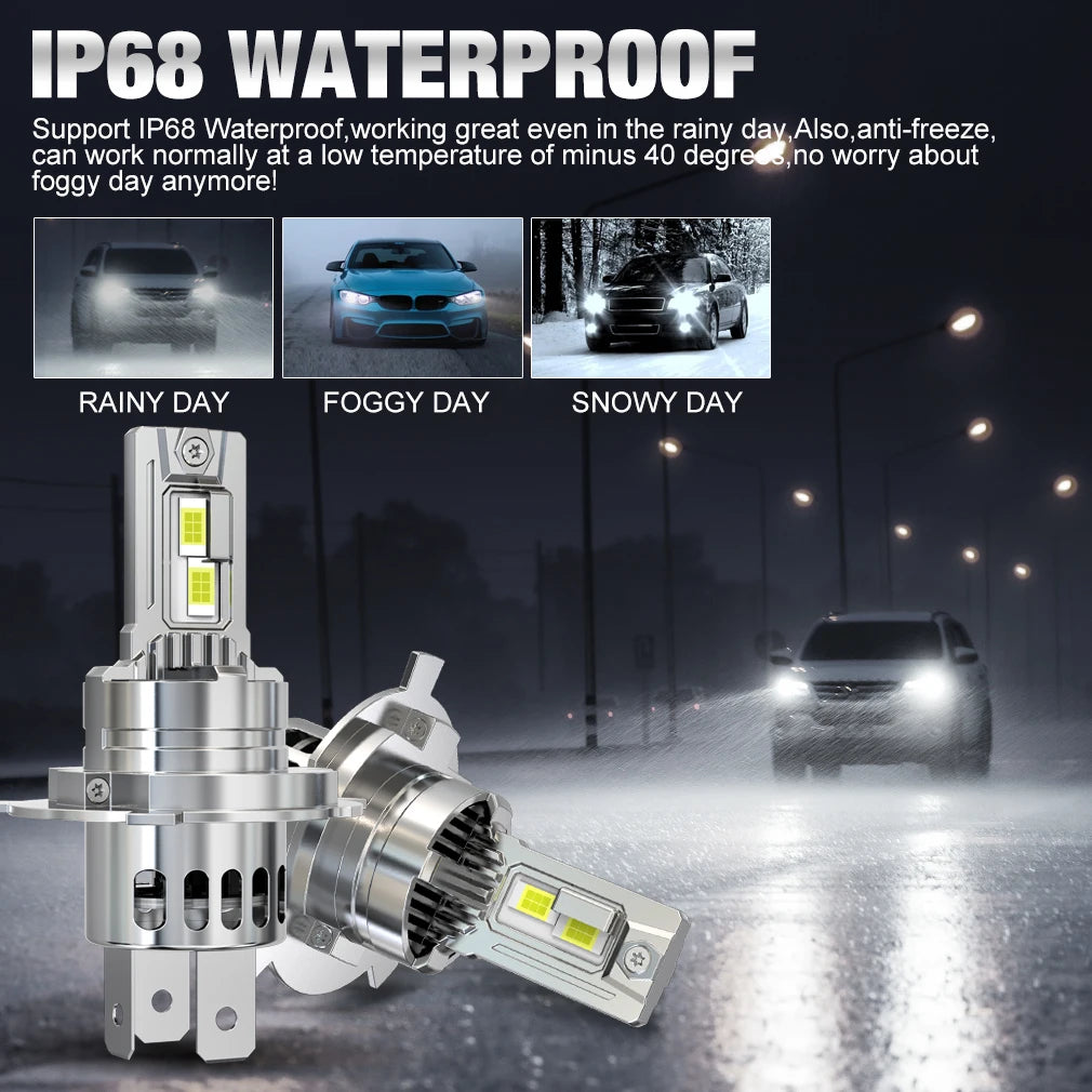 S&D H4 LED Lights Fog Bulb with Turbo Fan 30000LM 300W Super Bright Wireless Auto Lamp 6000K High Low Beam Car Headlamp CANBUS