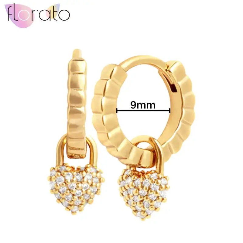 925 Sterling Silver Ear Buckle Retro Metal Heart Pendant Hoop Earrings for Women CZ Huggie Earrings Fashion Females Jewelry