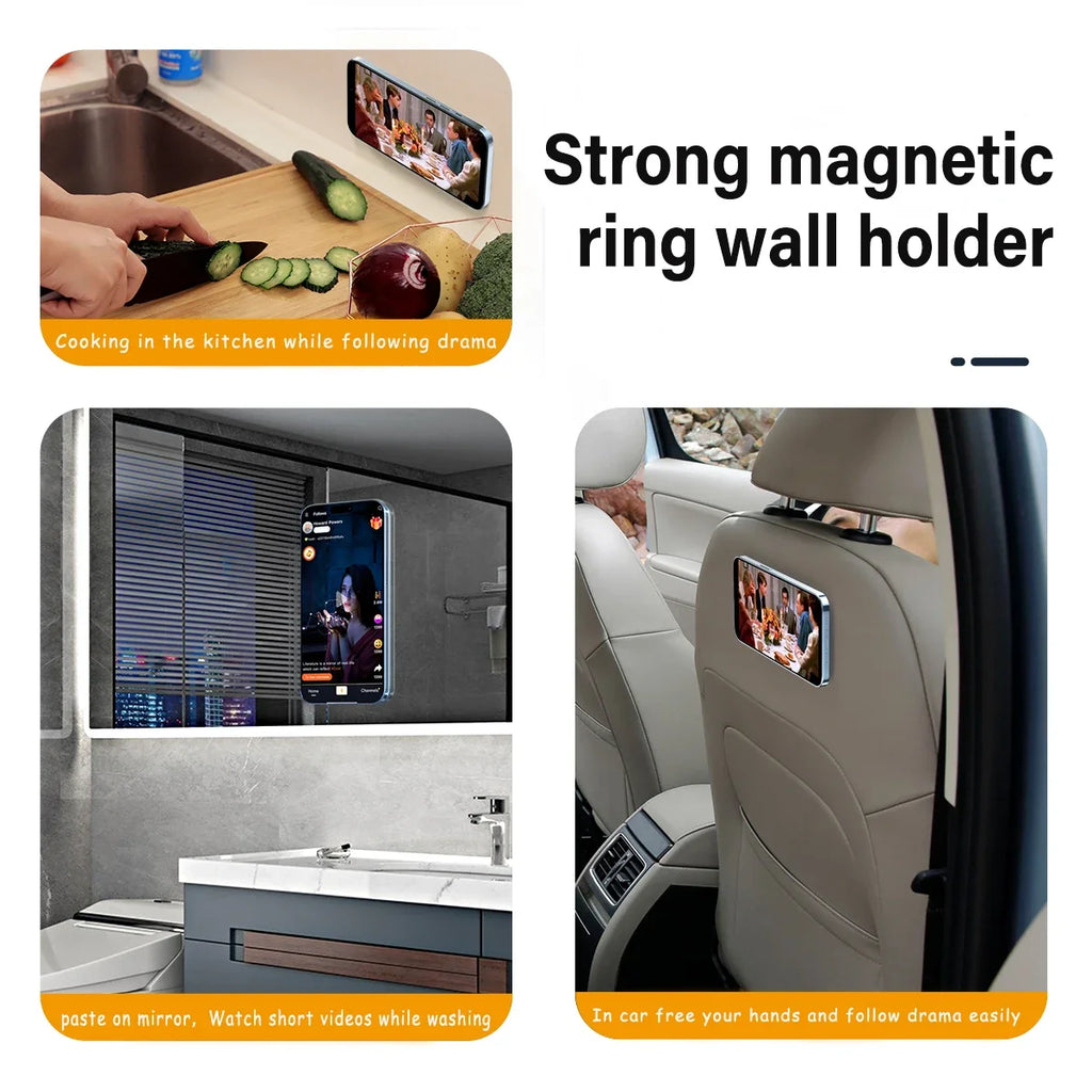 For MagSafe Magnetic Ring Holder Adhesive Strong Magnet Cellphone Wall Mount Mobile Phone Tablet Stand for IPhone 15 Pro IPad