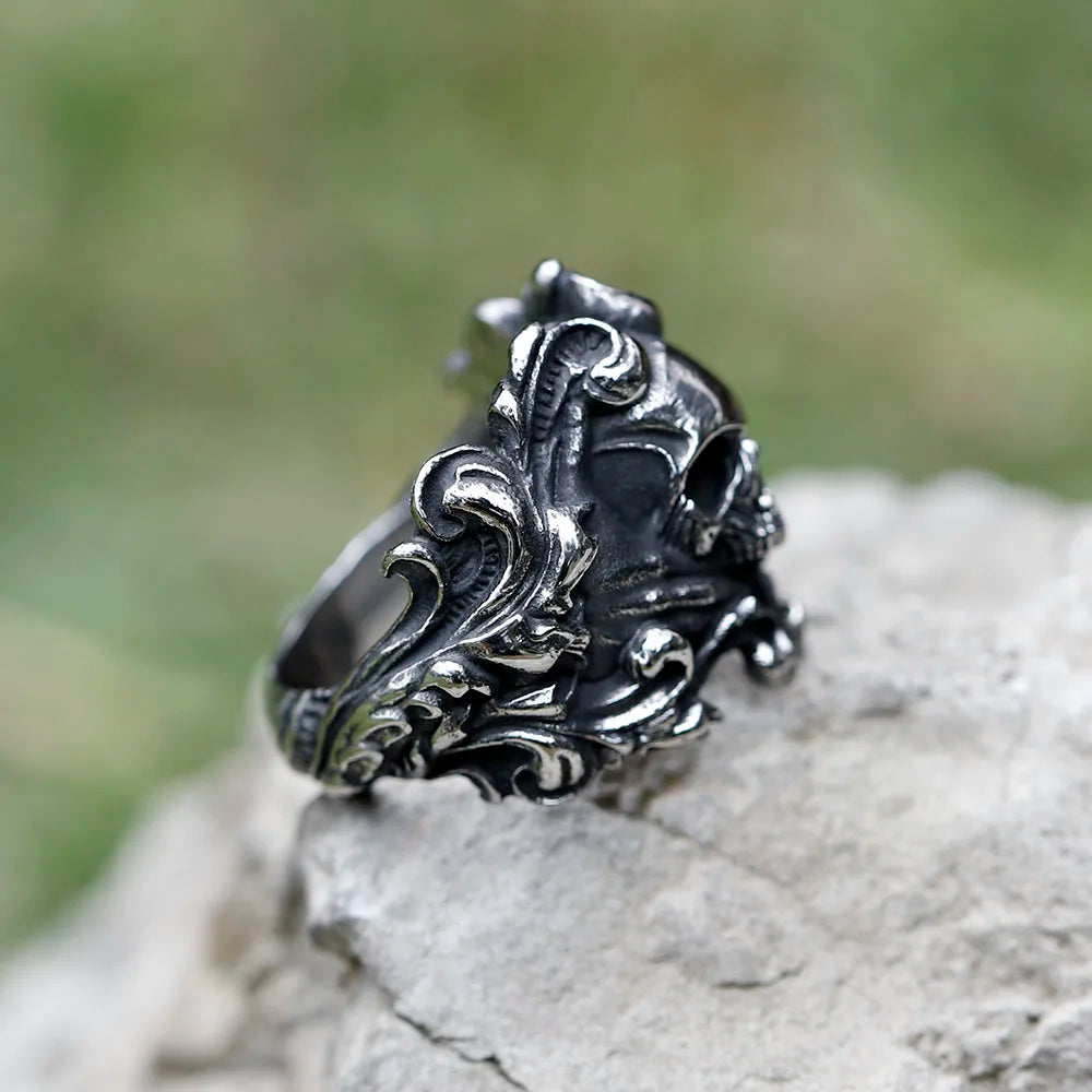 NEW Men's 316L Stainless-Steel Rings Calvarium Skull Devil Ring for Gothic Decorative Pattern Jewelry Gift Free Shipping