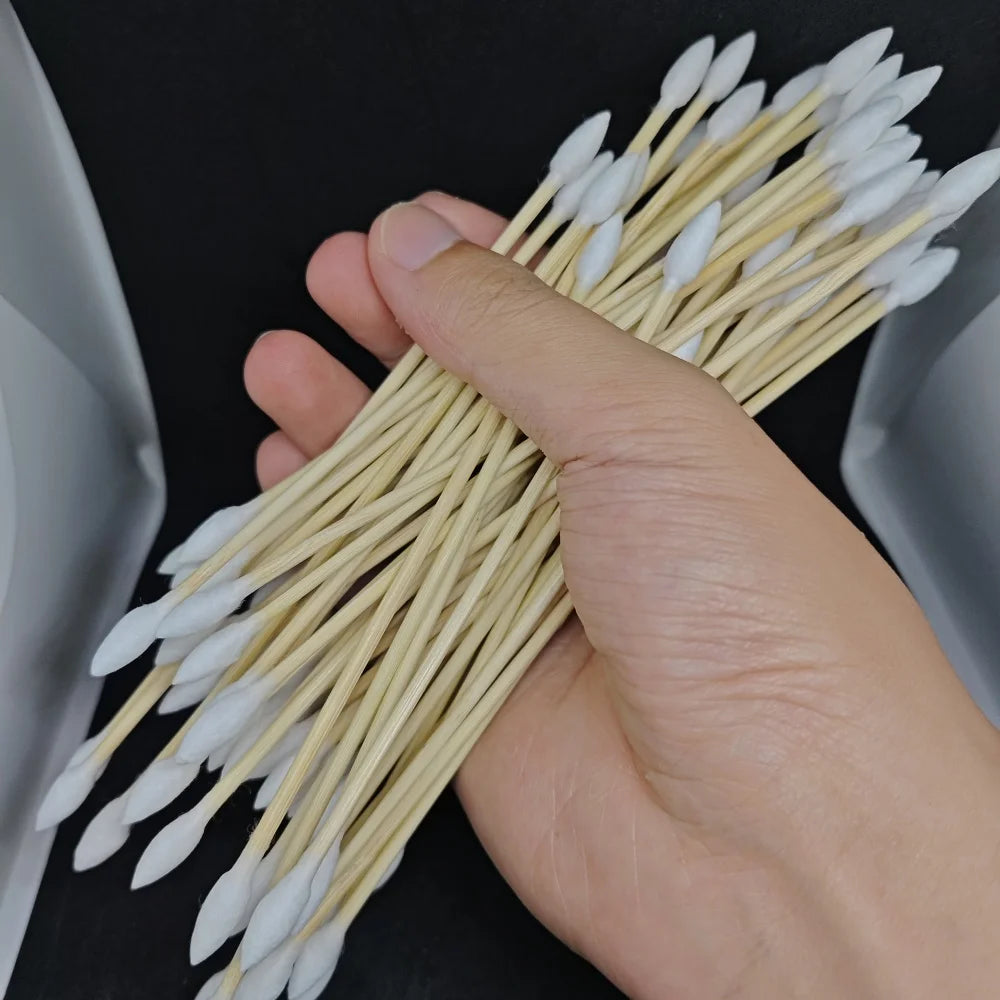 100/300/500pcs Double Pointed Cotton Swab Applicators - 6 Inch Long Cotton Swabs for Tattoo, Cleaning, Makeup & Ear Cleaning