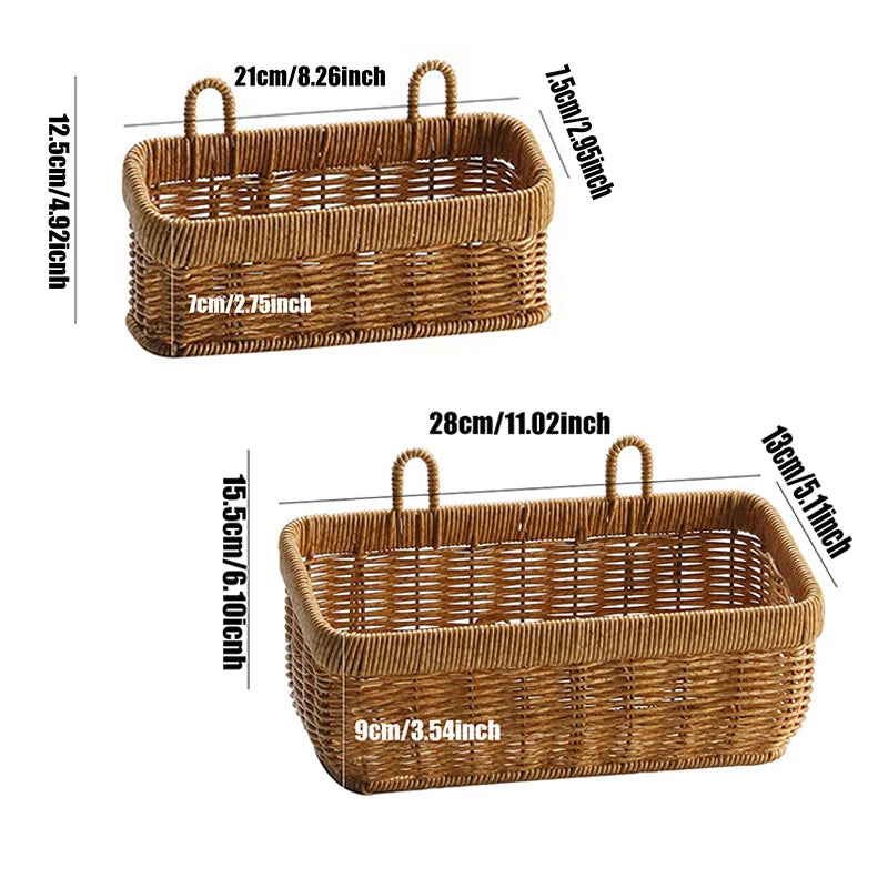 Wall mounted Ginger and Garlic Storage Basket Plastic Woven Plant Hanging Basket Kitchen Storage Basket Rattan Basket