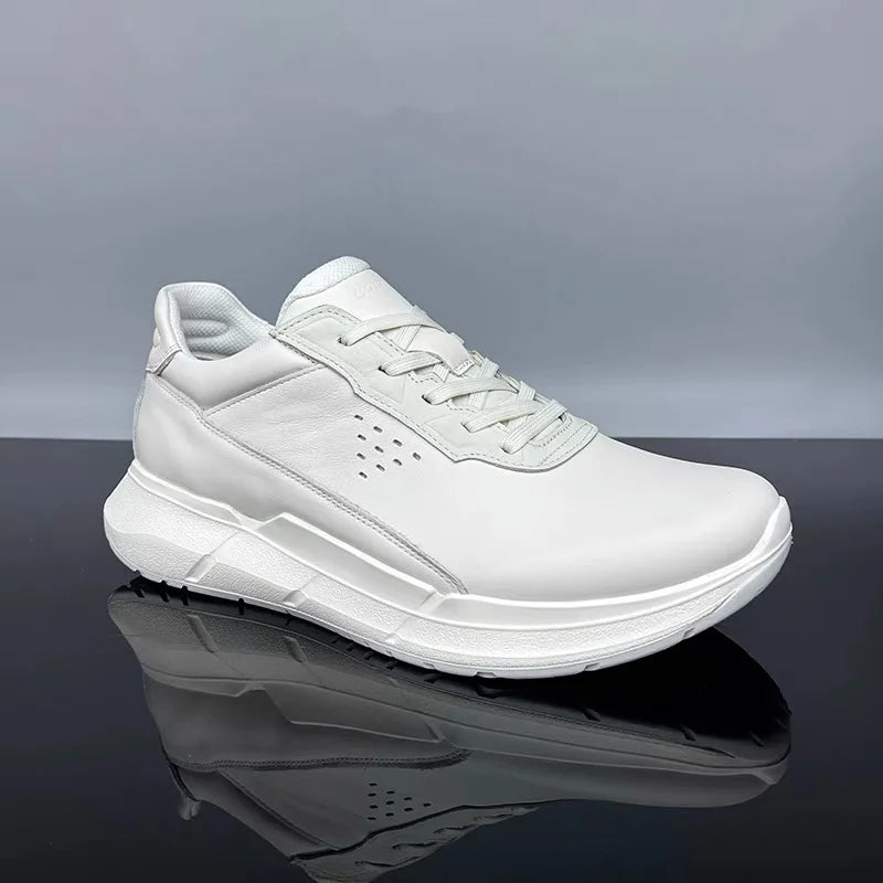 High Quality Men's Genuine Leather Casual Shoes Thick Soled Wear-resistant Hiking Couple Shoes Trendy Black Sports Shoes for Men