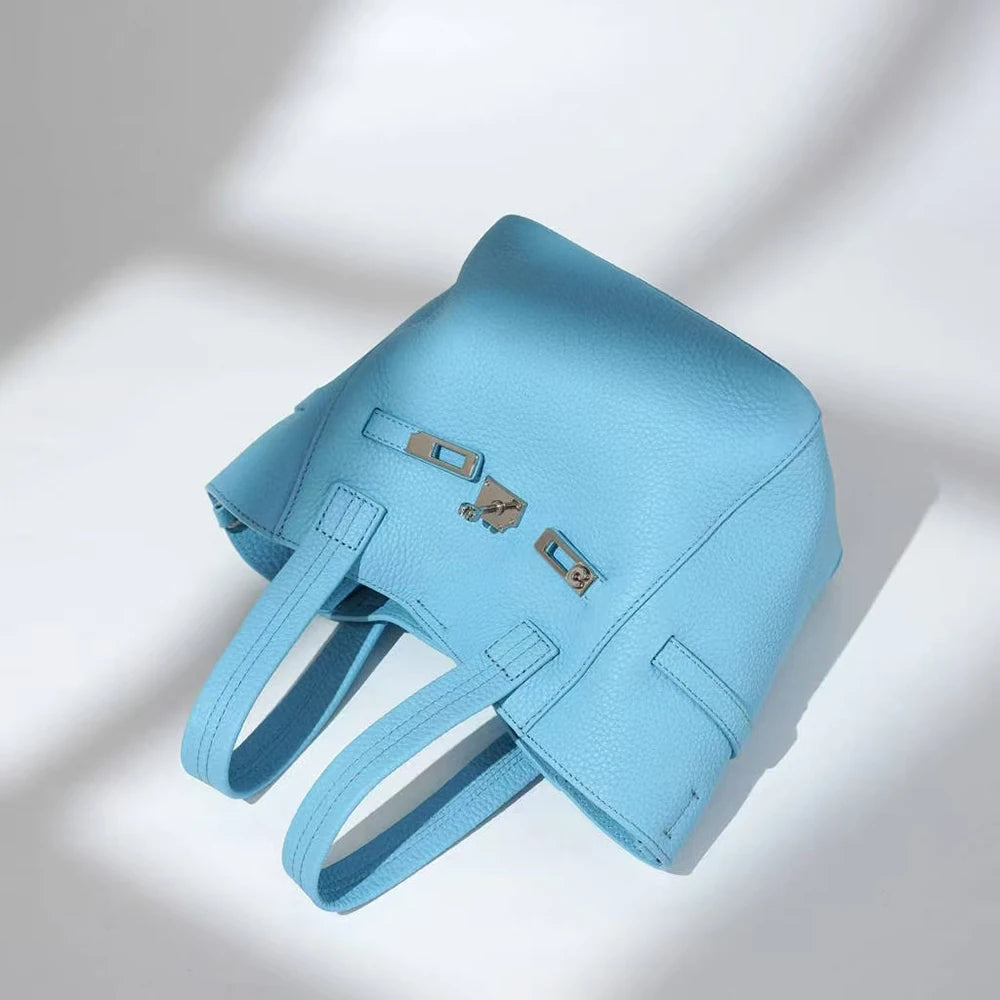 Fashion Original Brand Women Bag Genuine Leather Female Top Handle Soft New Handbags Custom Name Luxury Designer Tote Bucket Bag