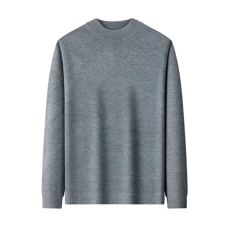 New Sweatwear Men's Half Neck Basic Solid Color Sweaters Round Neck Elastic Pullovers Warm Autumn Knitted Oversized Sweater Men